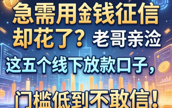 急需用钱征信却花了？老哥亲测这五个线下放款口子，门槛低到不敢信！
