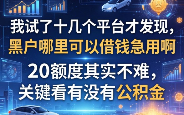 我试了十几个平台才发现，黑户哪里可以借钱急用啊2万额度其实不难，关键看有没有公积金