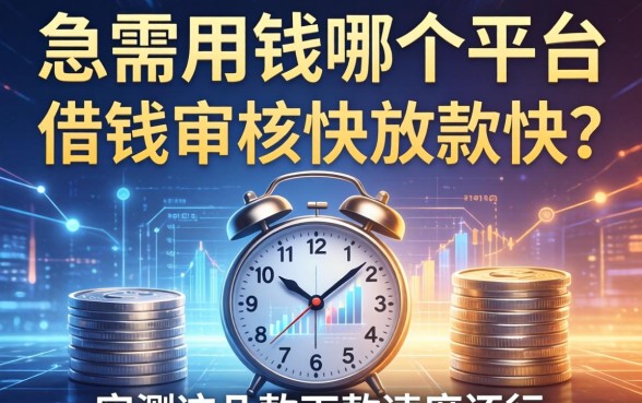 急需用钱哪个平台借钱审核快放款快？实测这几款下款速度还行