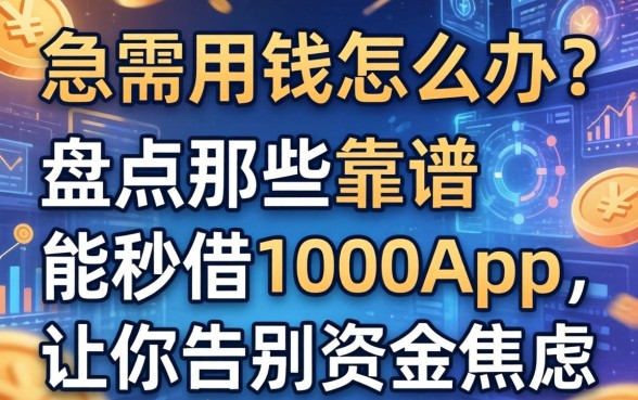 急需用钱怎么办？盘点那些靠谱的能秒借1000的app，让你告别资金焦虑