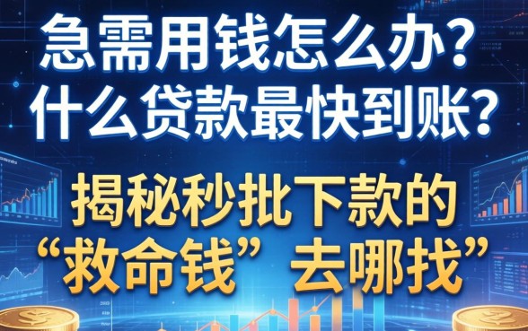 急需用钱怎么办？什么贷款最快到账？揭秘秒批下款的“救命钱”去哪找