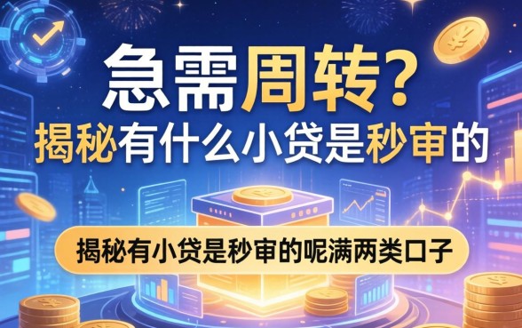 急需周转？揭秘有什么小贷是秒审的呢这两类口子