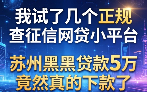 我试了几个正规不查征信的网贷小平台，苏州黑户贷款5万竟然真的下款了