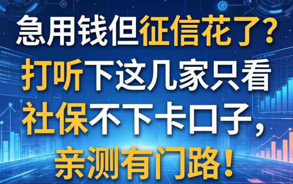 急用钱但征信花了？打听下这几家只看社保不下卡的口子，亲测有门路！