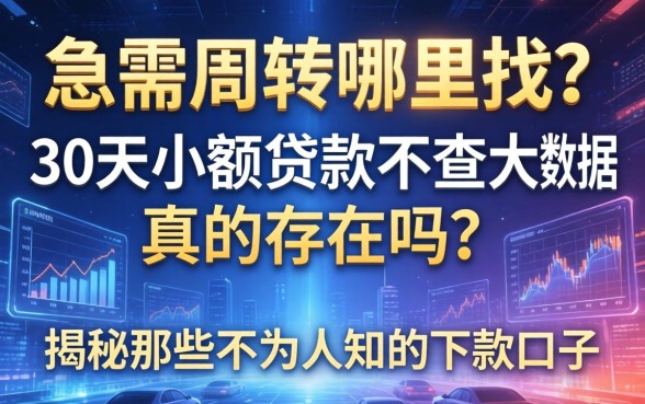 急需周转哪里找？30天小额贷款不查大数据真的存在吗？揭秘那些不为人知的下款口子