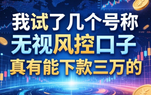 我试了几个号称无视风控的口子，真有能下款三万的