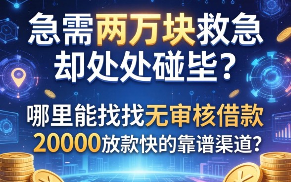 急需两万块救急却处处碰壁？哪里能找到无审核借款20000放款快的靠谱渠道？