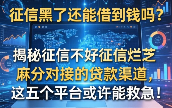 征信黑了还能借到钱吗？揭秘征信不好征信烂芝麻分对接的贷款渠道，这五个平台或许能救急！