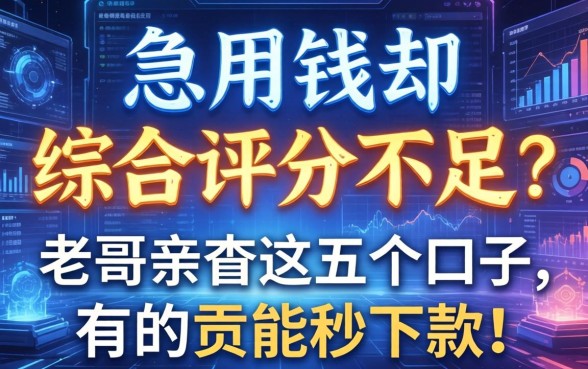 急用钱却显示“综合评分不足”？老哥亲测这五个口子，有的竟能秒下款！