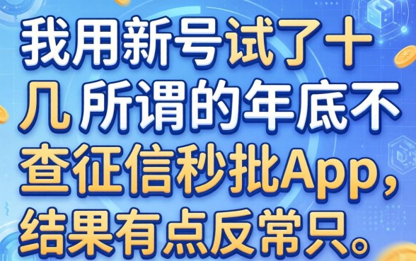 我用新号试了十几个所谓的年底不查征信秒批app，结果有点反常识