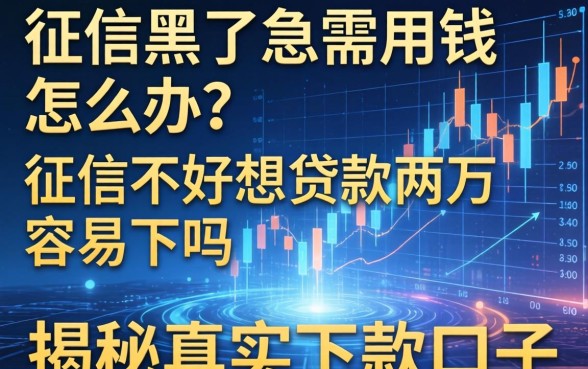 征信黑了急需用钱怎么办？征信不好想贷款两万容易下吗？揭秘真实下款口子