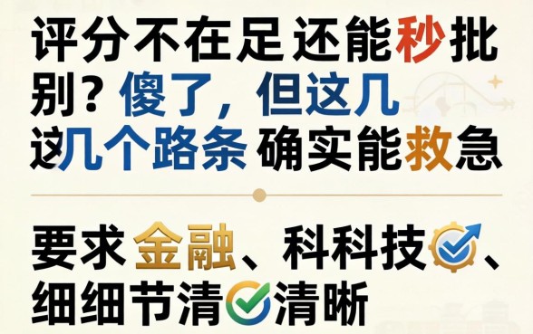 评分不足还能秒批？别傻了，但这几个路子确实能救急