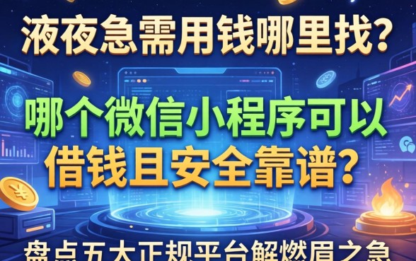 深夜急需用钱哪里找？哪个微信小程序可以借钱且安全靠谱？盘点五大正规平台解燃眉之急