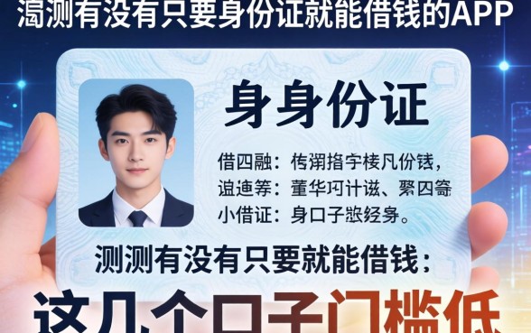 实测有没有只要身份证就能借钱的app，这几个口子门槛低