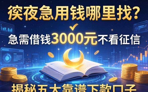 深夜急用钱哪里找？急需借钱3000元不看征信吗？揭秘五大靠谱下款口子