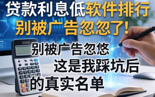 贷款利息低的软件排行，别被广告忽悠，这是我踩坑后的真实名单