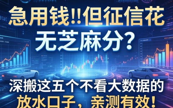 急用钱但征信花、无芝麻分？深扒这五个不看大数据的放水口子，亲测有效！