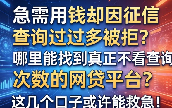 急需用钱却因征信查询过多被拒？哪里能找到真正不看查询次数的网贷平台？这几个口子或许能救急！