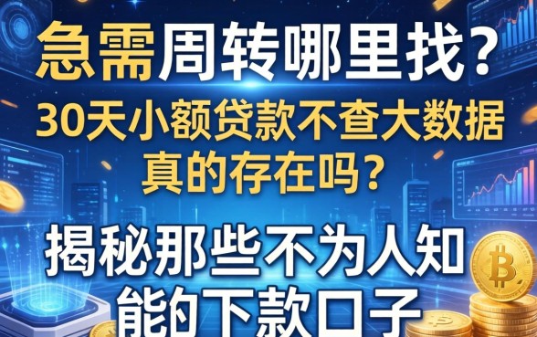 急需周转哪里找？30天小额贷款不查大数据真的存在吗？揭秘那些不为人知的下款口子