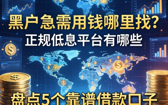 黑户急需用钱哪里找？正规低息平台有哪些？盘点5个靠谱借款口子