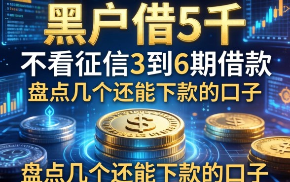 黑户借5千不看征信3到6期的借款，盘点几个还能下款的口子