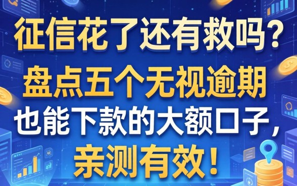 征信花了还有救吗？盘点五个无视逾期也能下款的大额口子，亲测有效！
