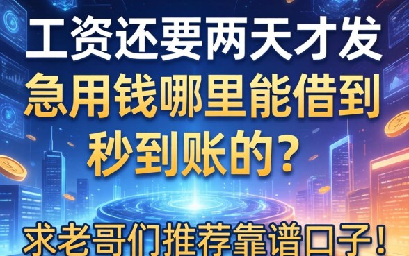 工资还要两天才发，急用钱哪里能借到秒到账的？求老哥们推荐靠谱口子！