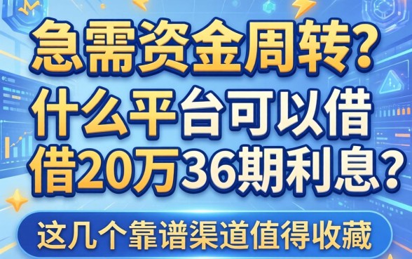 急需资金周转？什么平台可以借20万36期利息？这几个靠谱渠道值得收藏