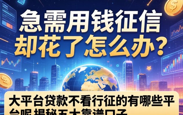 急需用钱征信却花了怎么办？大平台贷款不看征信的有哪些平台呢？揭秘五大靠谱口子