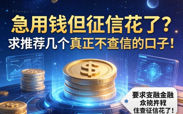 急用钱但征信花了？求推荐几个真正不查征信的口子！