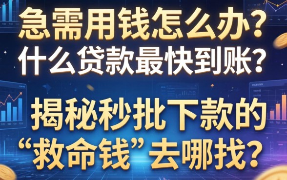 急需用钱怎么办？什么贷款最快到账？揭秘秒批下款的“救命钱”去哪找