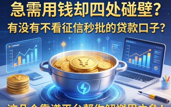急需用钱却四处碰壁？有没有不看征信秒批的贷款口子？这几个靠谱平台帮你解燃眉之急！