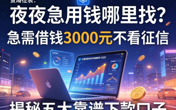 深夜急用钱哪里找？急需借钱3000元不看征信吗？揭秘五大靠谱下款口子