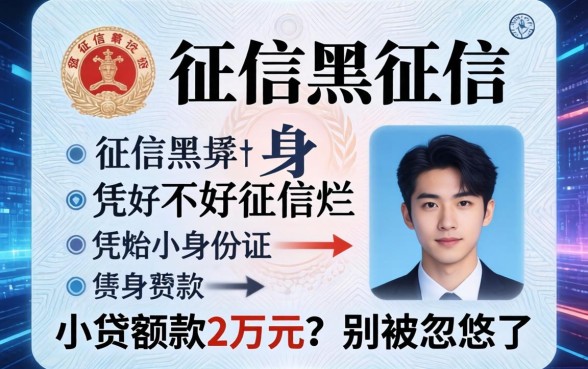 征信黑征信不好征信烂凭身份证小额贷款2万元？别被忽悠了