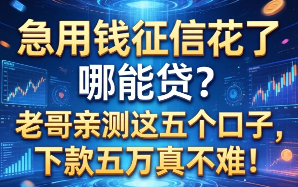 急用钱征信花了哪能贷？老哥亲测这五个口子，下款五万真不难！