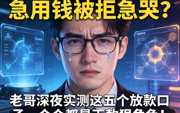急用钱被拒急哭？老哥深夜实测这五个放款口子，个个都是下款狠角色！