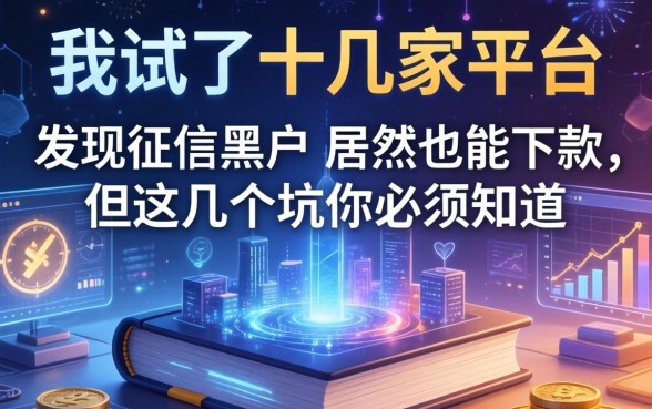 我试了十几家平台，发现征信黑户居然也能下款，但这几个坑你必须知道