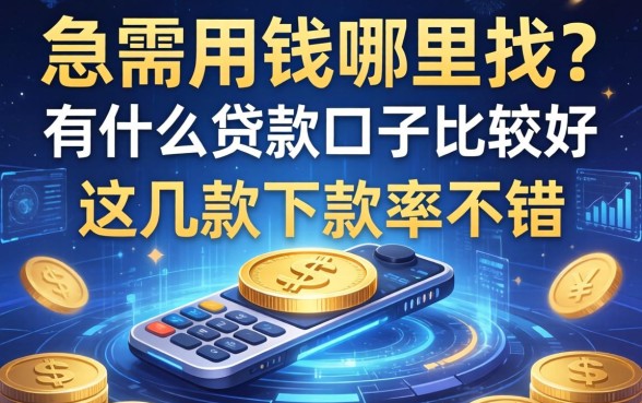 急需用钱哪里找？有什么贷款口子比较好这几款下款率不错