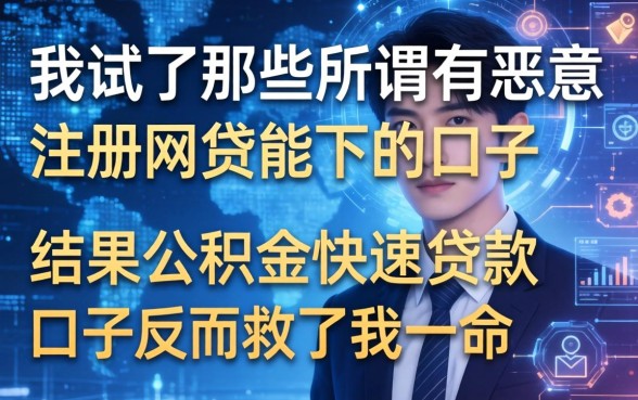 我试了那些所谓有恶意注册网贷能下的口子，结果公积金快速贷款口子反而救了我一命
