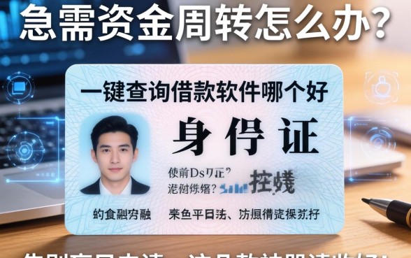急需资金周转怎么办？身份证一键查询借款软件哪个好？告别盲目申请，这几款神器请收好！