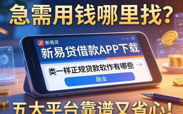 急需用钱哪里找？类似新易贷借款app下载一样正规的贷款软件有哪些？这五大平台靠谱又省心！