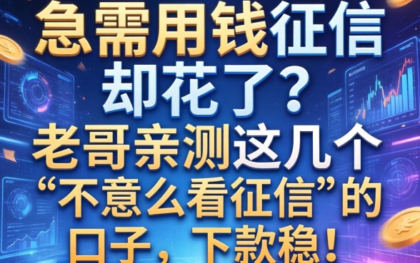 急需用钱征信却花了？老哥亲测这几个“不怎么看征信”的口子，下款稳！