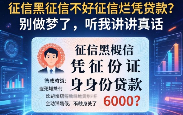 征信黑征信不好征信烂凭身份证贷款6000？别做梦了，听我讲讲真话