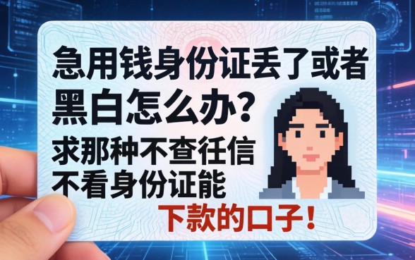 急用钱身份证丢了或者黑户怎么办？求那种不查征信不看身份证能下款的口子！