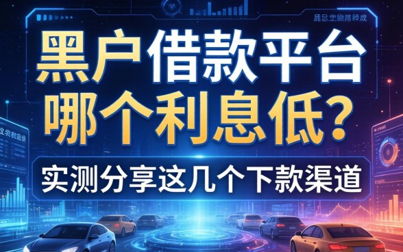 黑户借款平台哪个利息低？实测分享这几个下款渠道