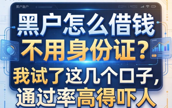 黑户怎么借钱不用身份证？我试了这几个口子，通过率高得吓人