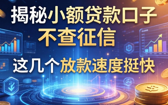 揭秘小额贷款口子不查征信，这几个放款速度挺快