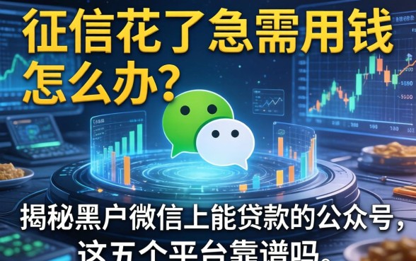 征信花了急需用钱怎么办？揭秘黑户微信上能贷款的公众号，这五个平台靠谱吗？