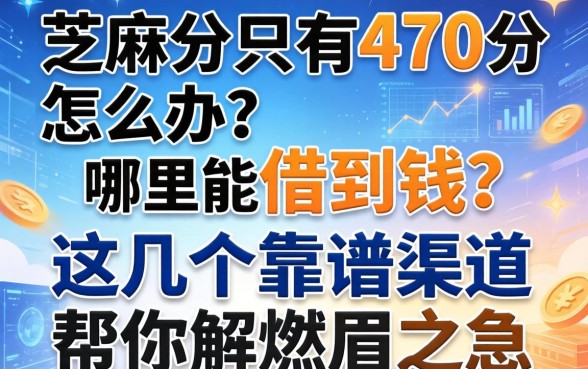 芝麻分只有470分怎么办？哪里能借到钱？这几个靠谱渠道帮你解燃眉之急