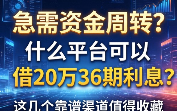 急需资金周转？什么平台可以借20万36期利息？这几个靠谱渠道值得收藏